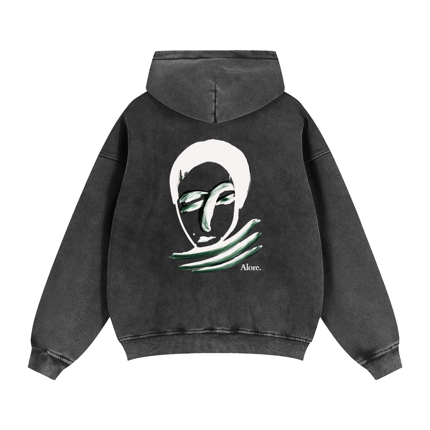 Grey Washed 'Ana' Zip-Through Hoodie - Oversized