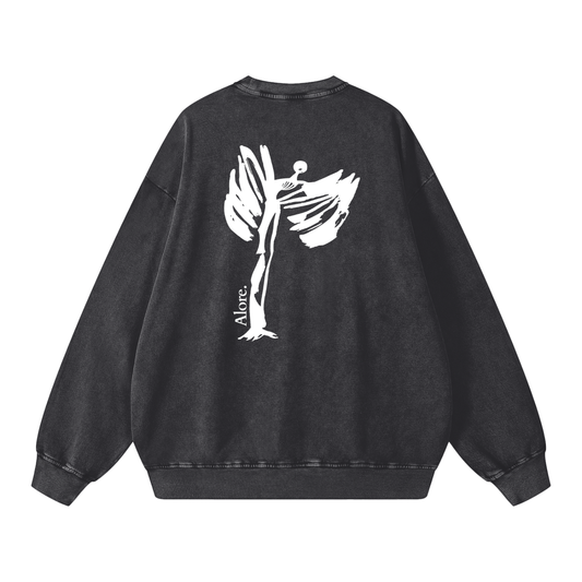 Grey Washed 'Angel' Sweatshirt - Oversized